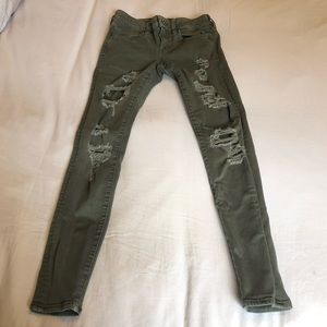 American Eagle Jeans - Olive, Ripped, Jegging